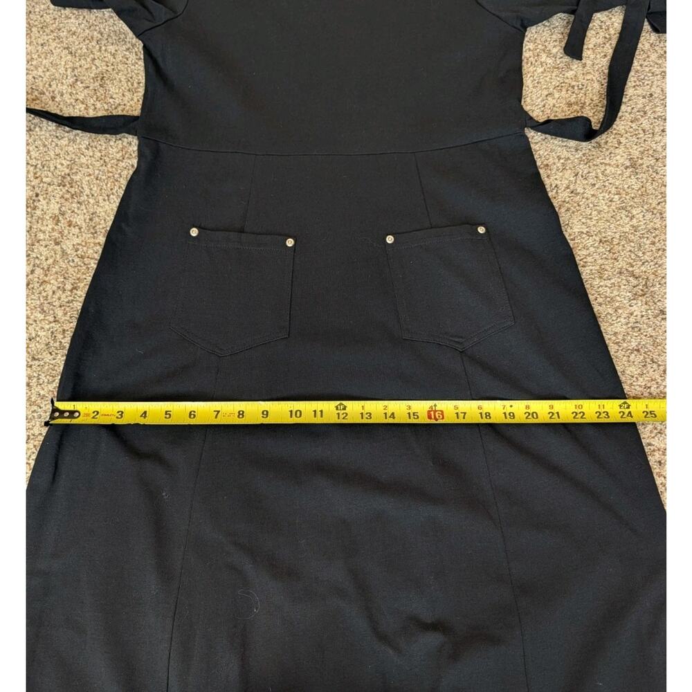 Vintage J. Suzette Black Cotton Maxi Dress Long Sleeve Pockets Lagenlook Size M - Picture 13 of 13